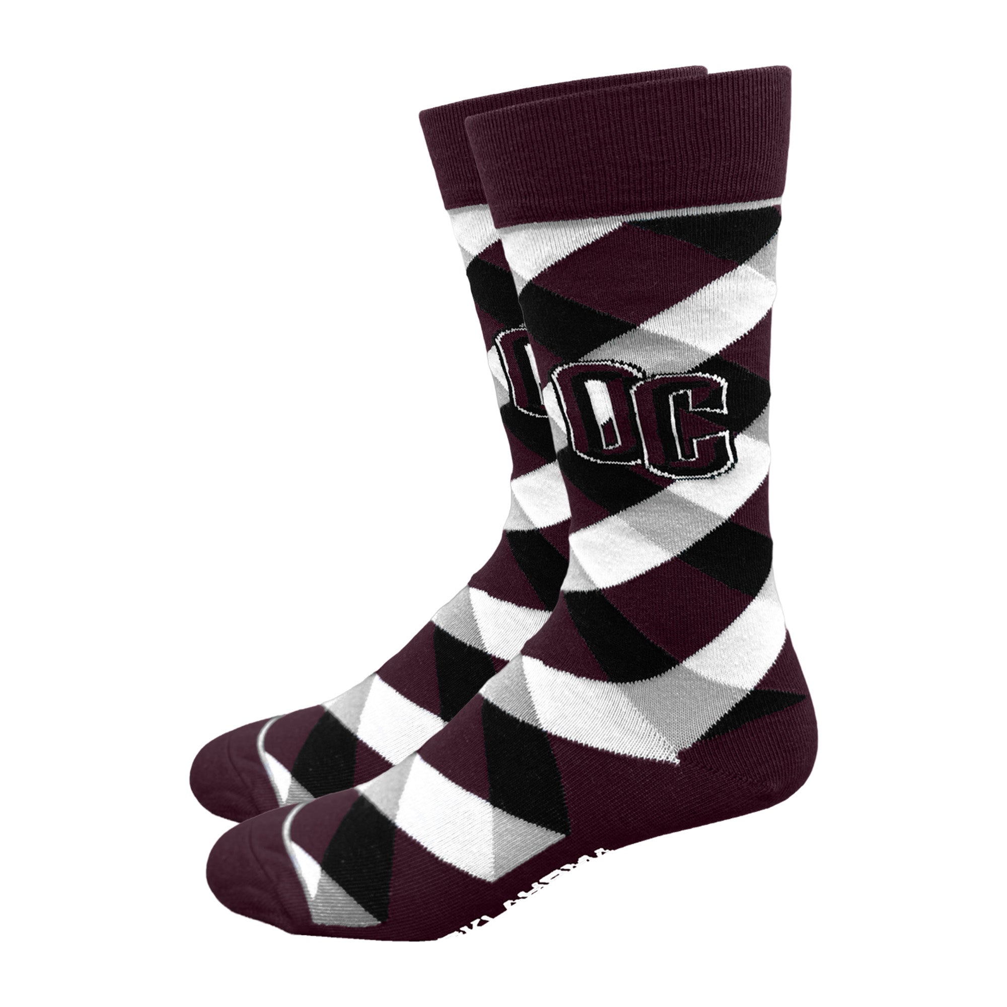 Mid-Calf Graduate Argyle Sock | Maroon/White