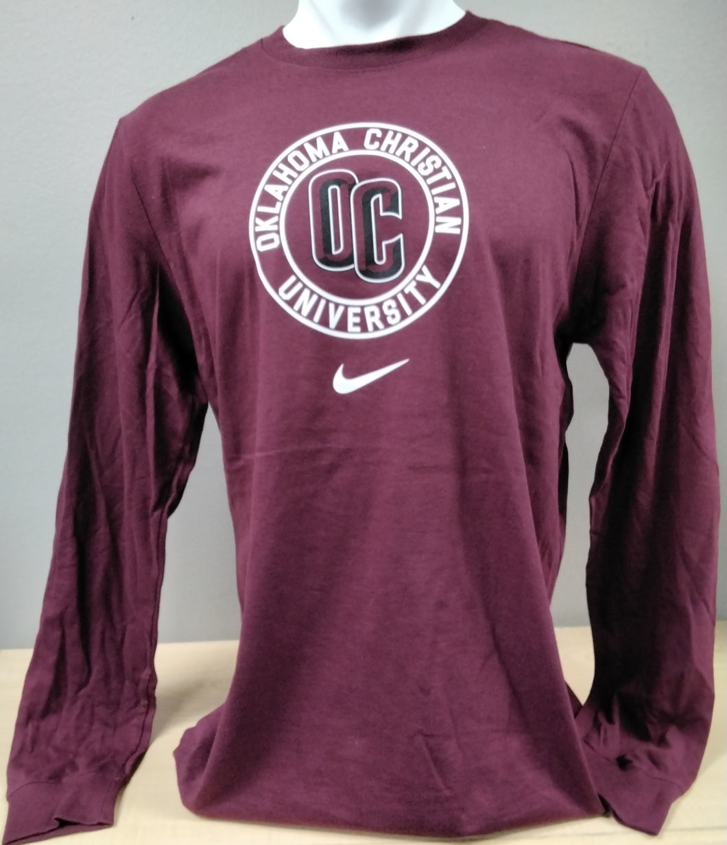 NIKE Core Cotton Long Sleeve Tee, Maroon (F24)