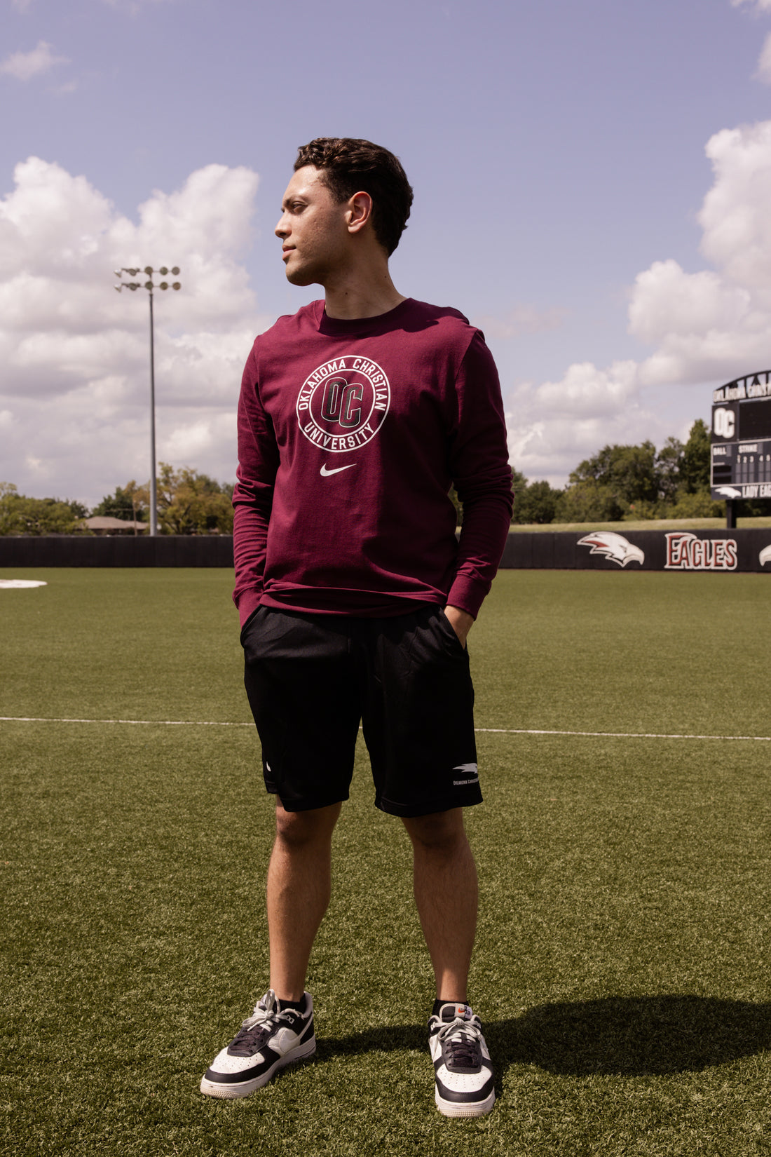 Nike Core Cotton Long Sleeve Tee | Maroon