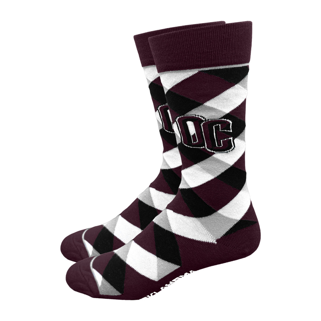 Mid-Calf Graduate Argyle Sock | Maroon/White | L