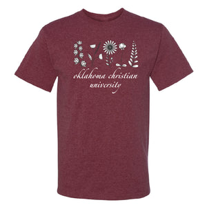 Althea Plants Shot Sleeve Tee, Vintage Maroon (F23)
